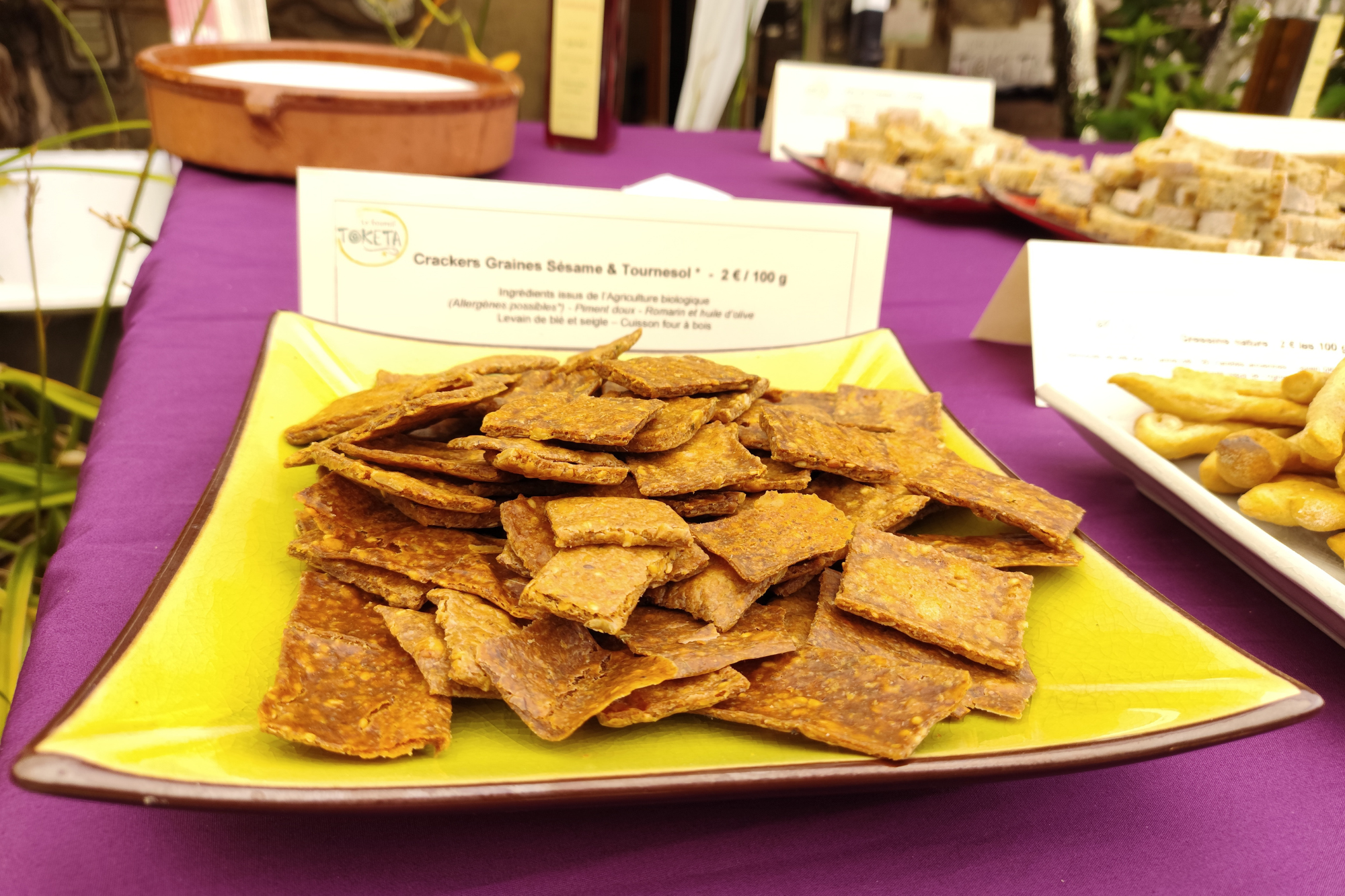 crackers aux graines de sésame et tournesol bio et artisanaux Toketa
